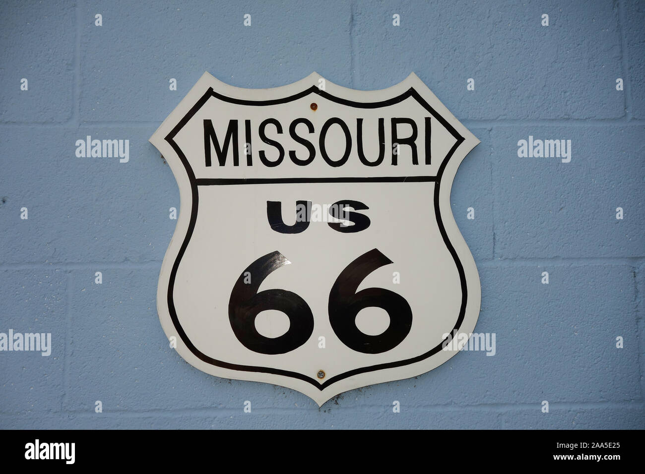 Segno della Route 66, US-66 in Missouri Foto Stock
