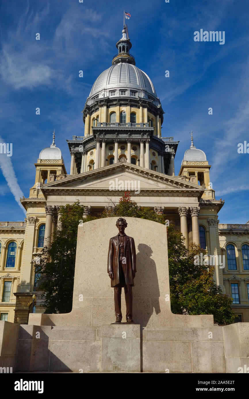 Illinois State Capitol di Springfield Illinois, direttamente sul percorso 66 Foto Stock