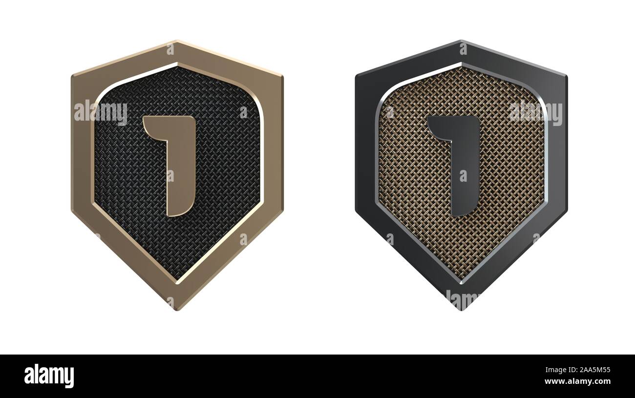 Numero 1, logo con schermo metallico con griglia. Foto Stock