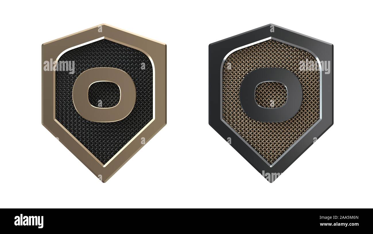 Numero 0, logo con schermo metallico con griglia. Foto Stock