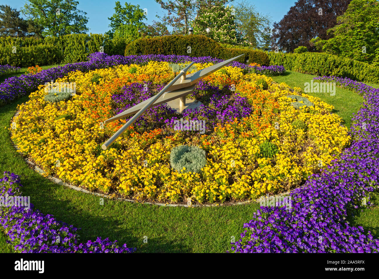 La Svizzera di Ginevra, Giardino inglese (Jardin Anglais), Floral Clock (L'Horloge fleure) Foto Stock