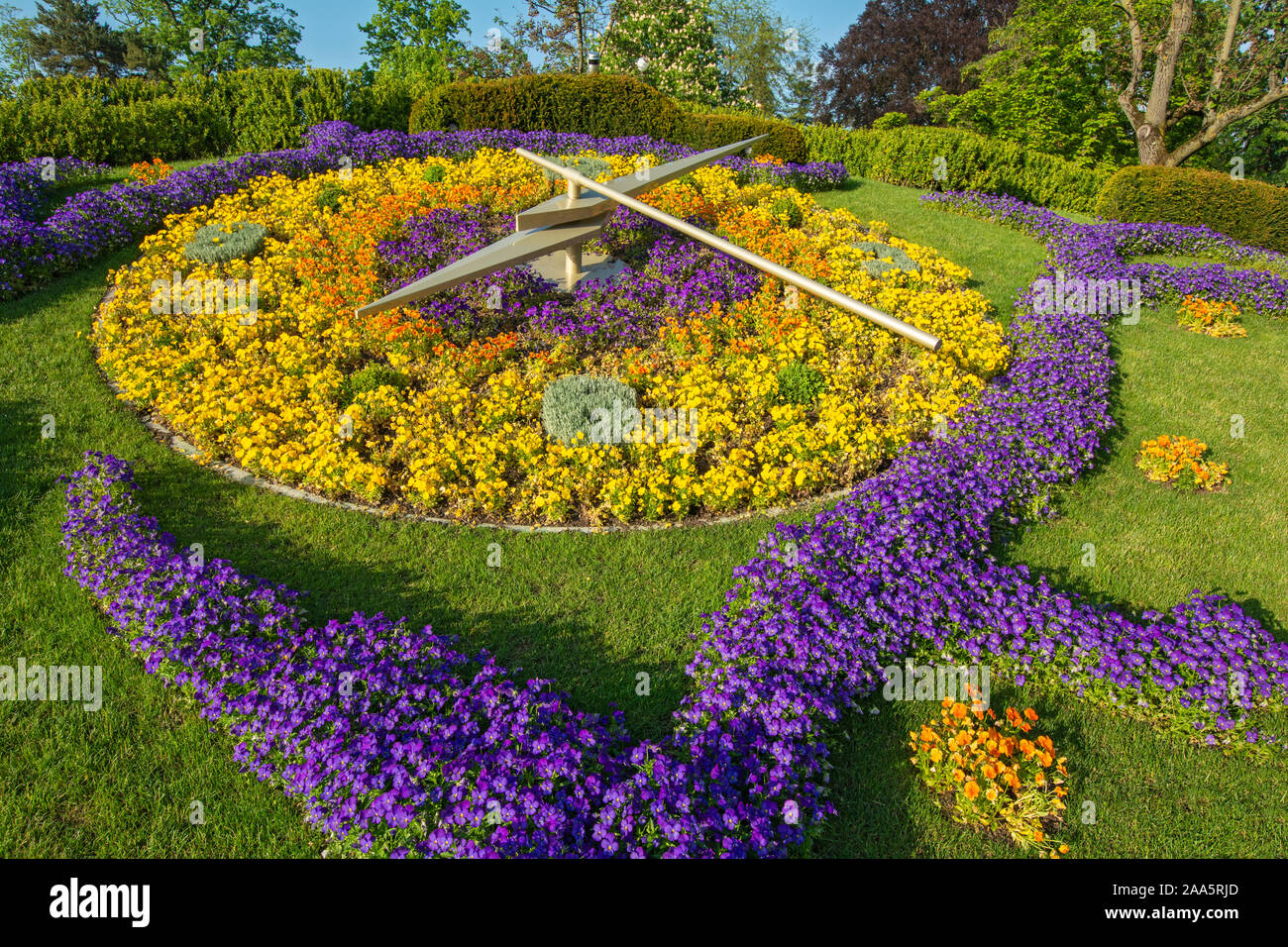 La Svizzera di Ginevra, Giardino inglese (Jardin Anglais), Floral Clock (L'Horloge fleure) Foto Stock