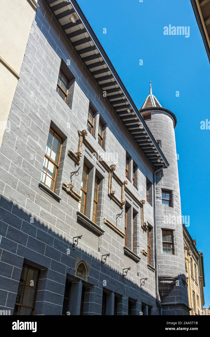 La Svizzera di Ginevra, città vecchia, Tavel House (Maison Tavel), la più antica residenza privata a Ginevra ricostruita dopo il grande incendio del 1334 Foto Stock