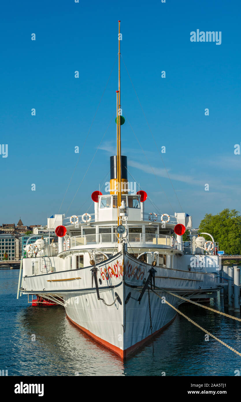 La Svizzera, sul Lago di Ginevra, piacere battello da crociera Foto Stock