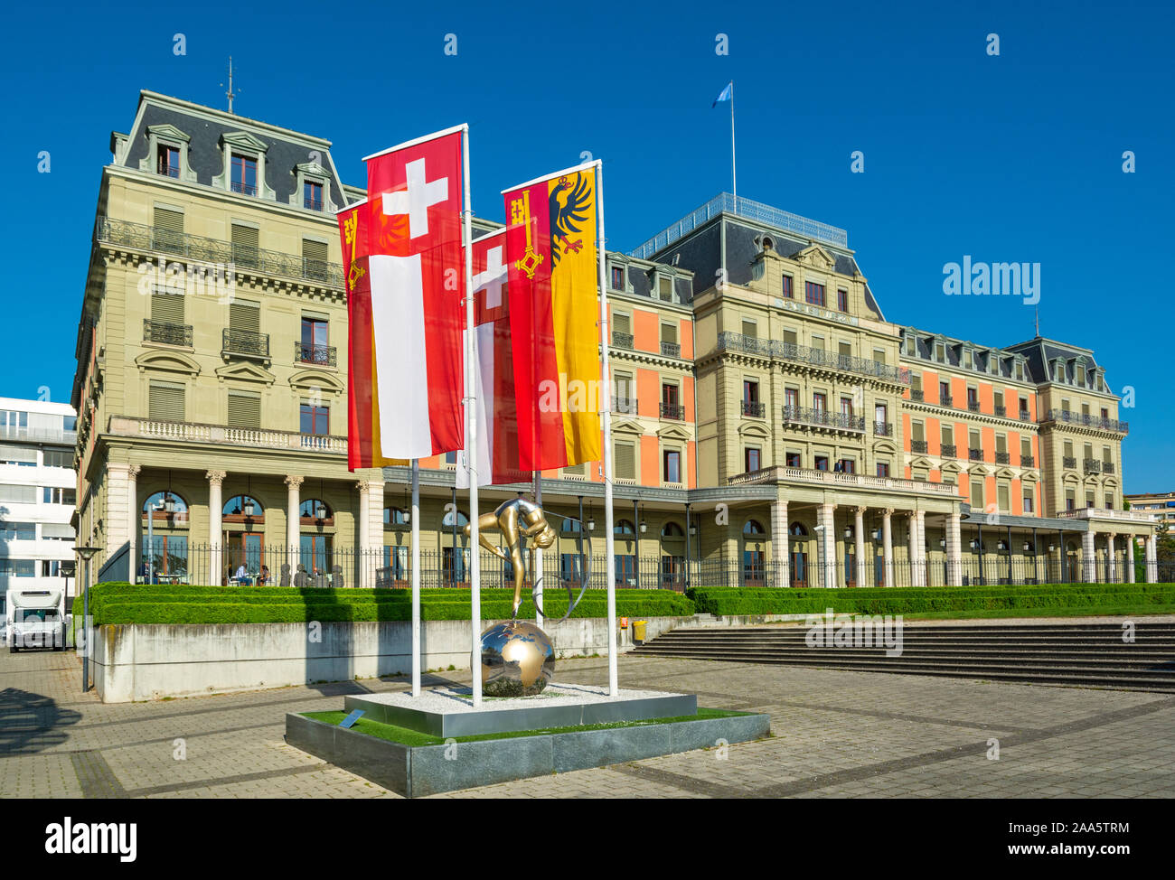 La Svizzera di Ginevra, Quai Woodrow Wilson, Palais Wilson, sede dell'Ufficio dell'Alto Commissario delle Nazioni Unite per i Diritti Umani Foto Stock
