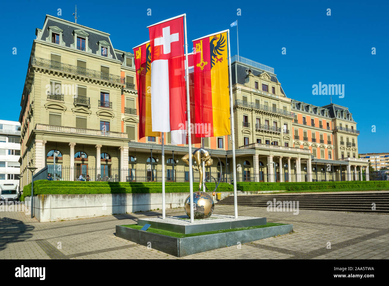 La Svizzera di Ginevra, Quai Woodrow Wilson, Palais Wilson, sede dell'Ufficio dell'Alto Commissario delle Nazioni Unite per i Diritti Umani Foto Stock
