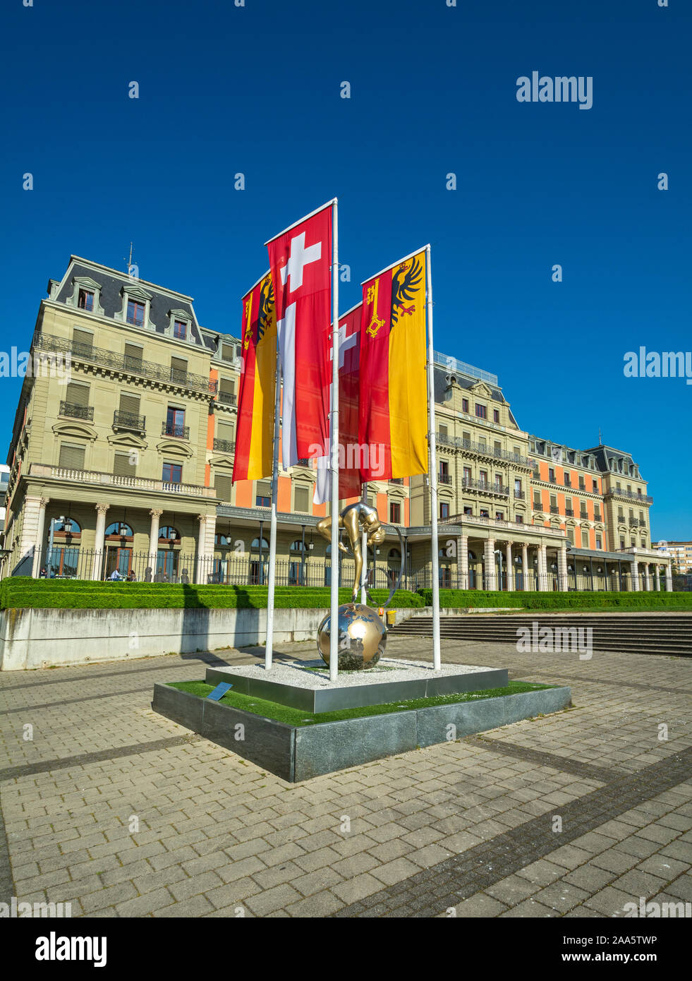 La Svizzera di Ginevra, Quai Woodrow Wilson, Palais Wilson, sede dell'Ufficio dell'Alto Commissario delle Nazioni Unite per i Diritti Umani Foto Stock