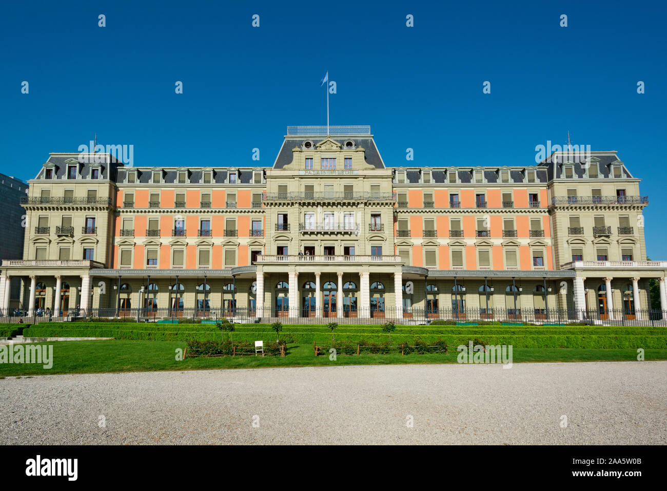 La Svizzera di Ginevra, Quai Woodrow Wilson, Palais Wilson, sede dell'Ufficio dell'Alto Commissario delle Nazioni Unite per i Diritti Umani Foto Stock