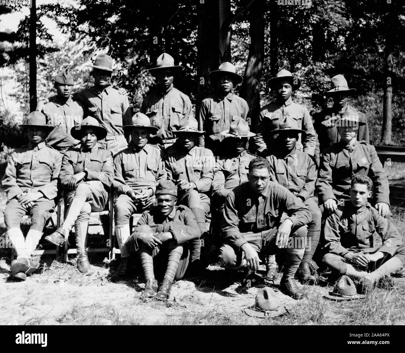 WW I foto - Colorate / africana di truppe americane - Plattsburg Training Camp, New York. Hospital Corps distacco ca. 1917-1918 Foto Stock