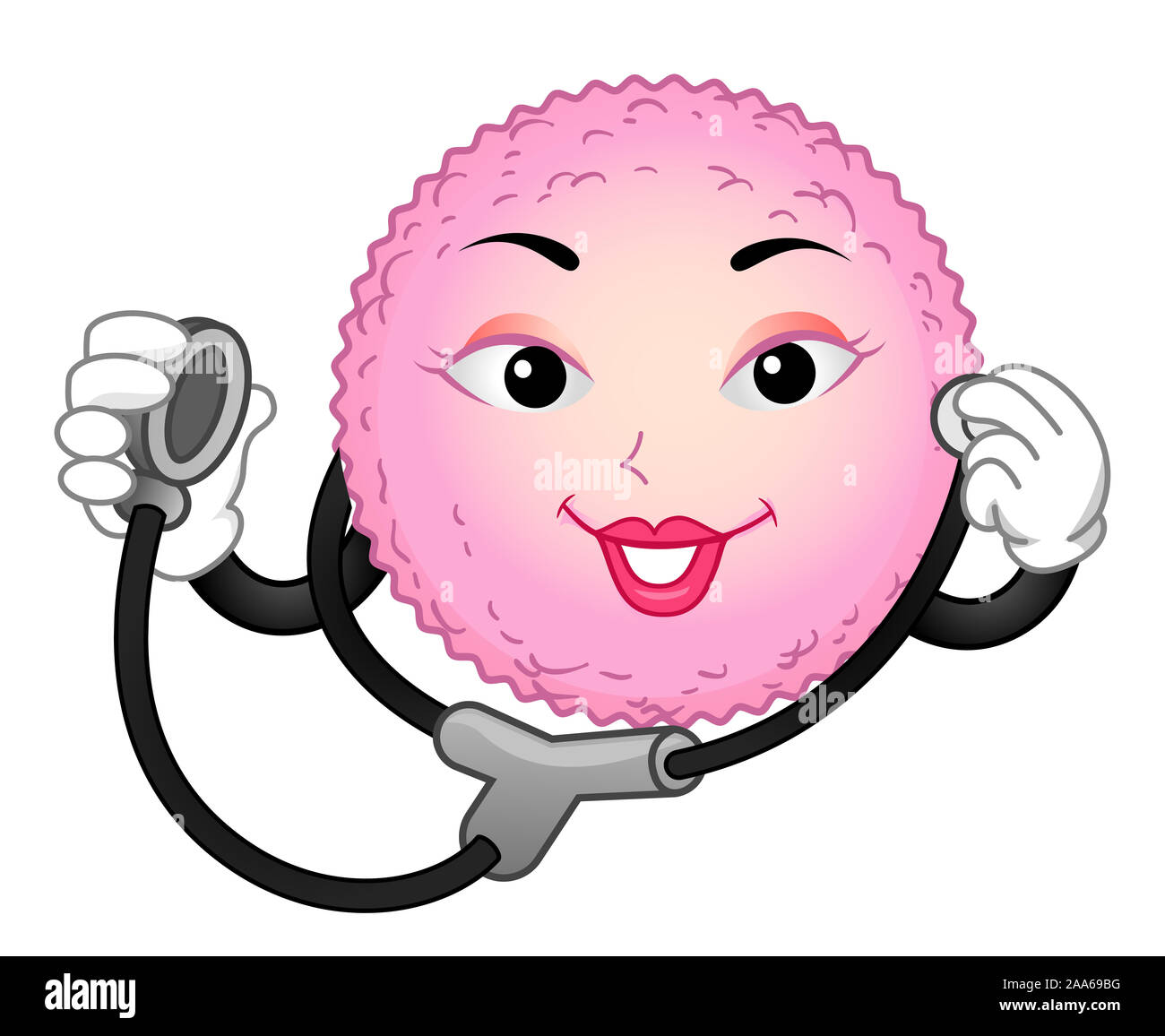 Illustrazione di una cellula uovo mascotte utilizzando uno stetoscopio per controllare fino Foto Stock Illustrazione di una cellula uovo mascotte utilizzando uno stetoscopio per controllare fino Foto Stock