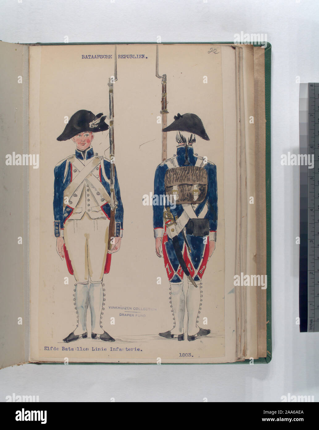 Il fondo a pettine; Bataafsche Republiek. Elfde Battaglione Linie Infanterie. Foto Stock