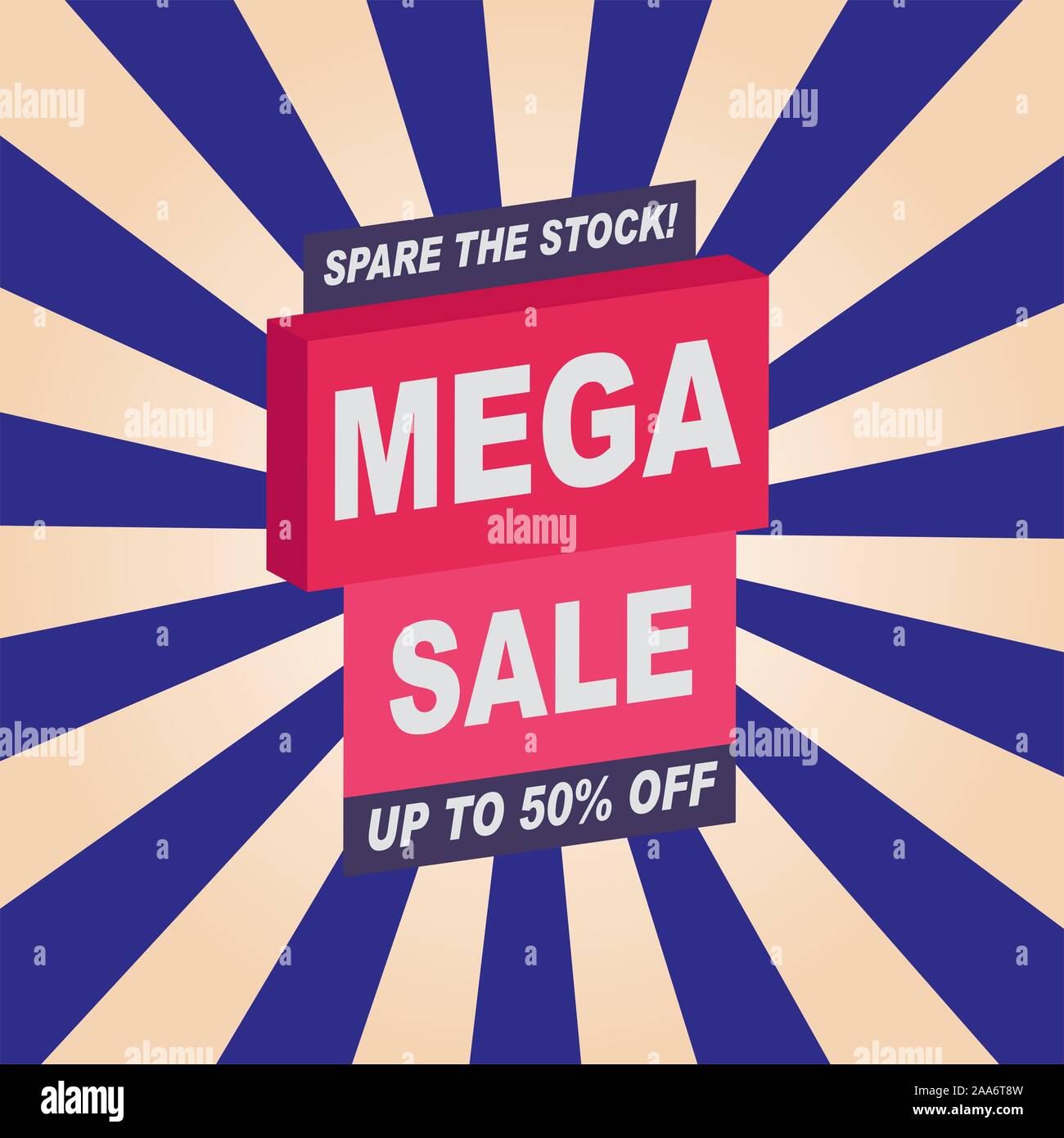 MEGA VENDITA modello di pagina di intestazione design. Offerta speciale. Alla fine della stagione speciale vendite limitate. Sconti, 50 off. Illustrazione Vettoriale