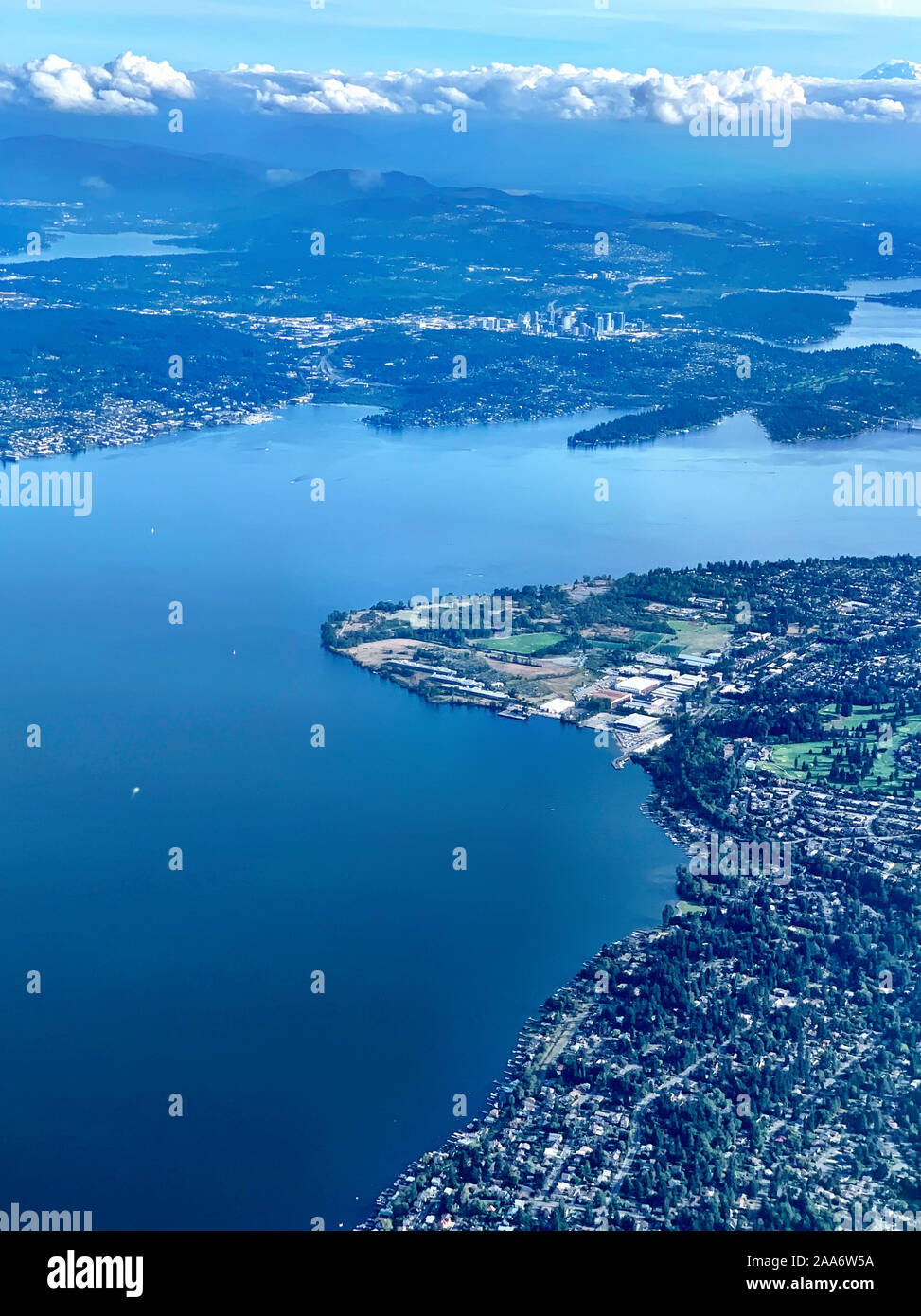 Volare in Seattle Washington, Tacoma Foto Stock