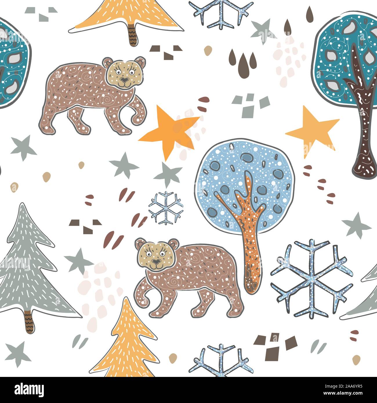Seamless Pattern con il simpatico orso. Lo stile scandinavo. Illustrazione Vettoriale Illustrazione Vettoriale