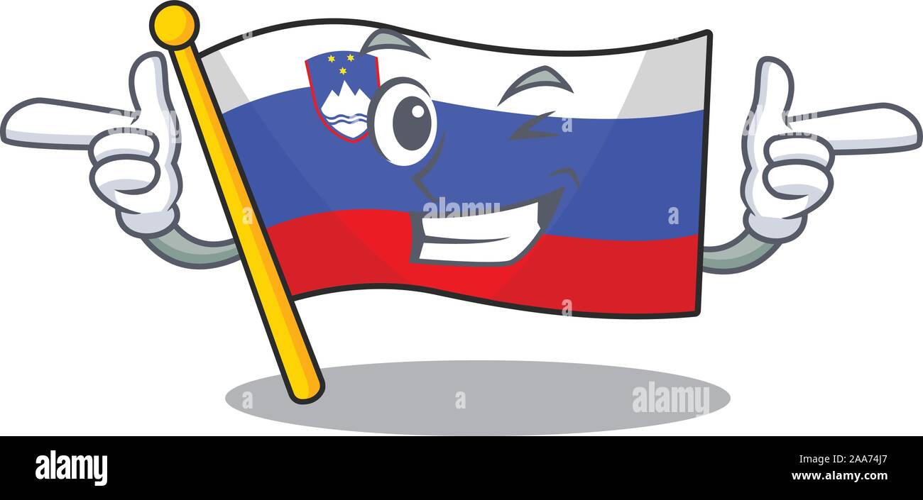 Bandiera della Slovenia cartoon con in carattere wink Illustrazione Vettoriale