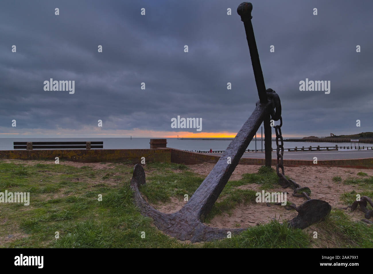 West Beach in Littlehampton sul giorno di tempesta in autunno West Sussex Foto Stock