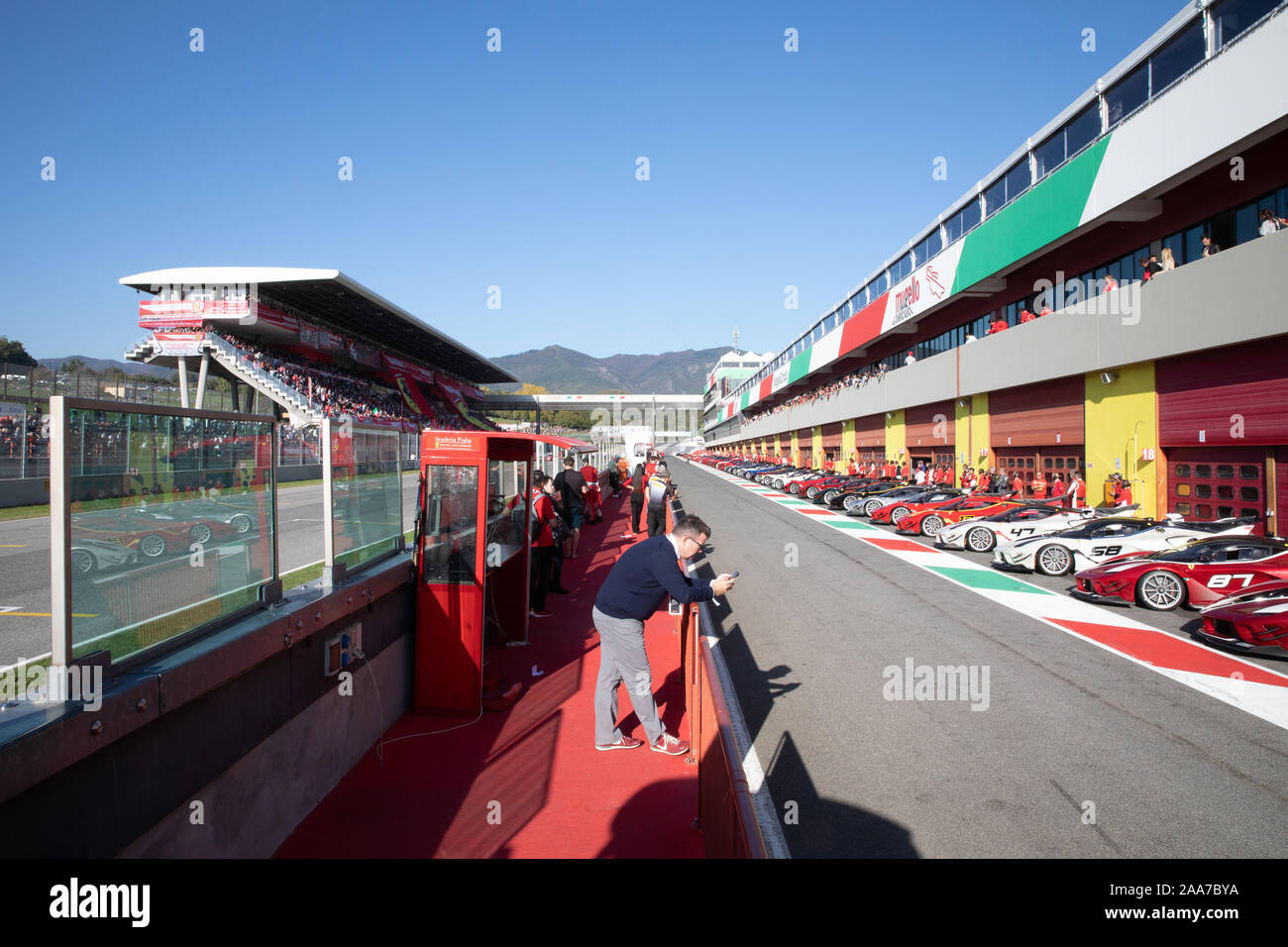 Mugello, Italia - 27 Ottobre 2019: Ferrari mostra durante il Ferrari Challenge Finali Mondiali - Mugello 2019 Foto Stock