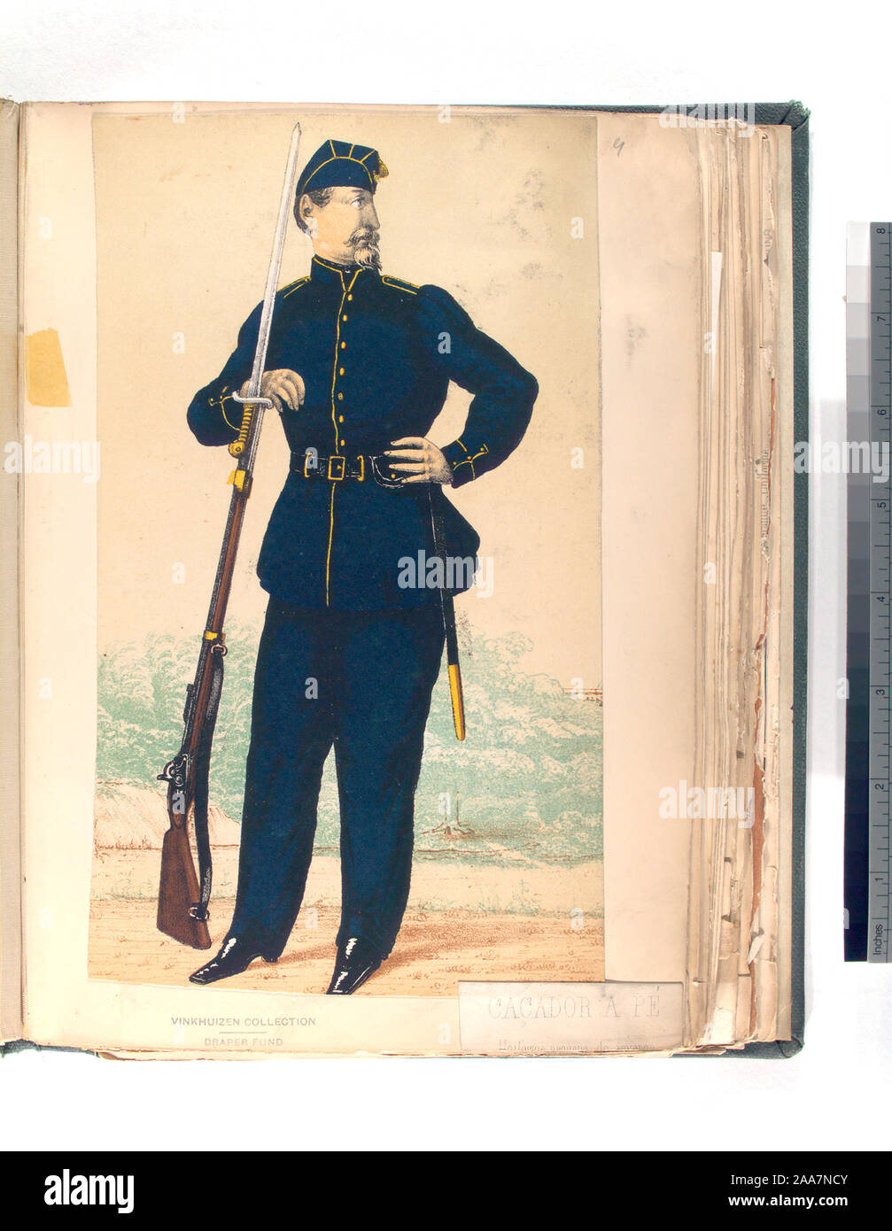 Nota aggiuntiva da fonte sconosciuta : Piede chasseur in inverno abito di servizio, 1866 (Figurose do exercito); Caçador un pé, uniforme pequeno de inverno Foto Stock