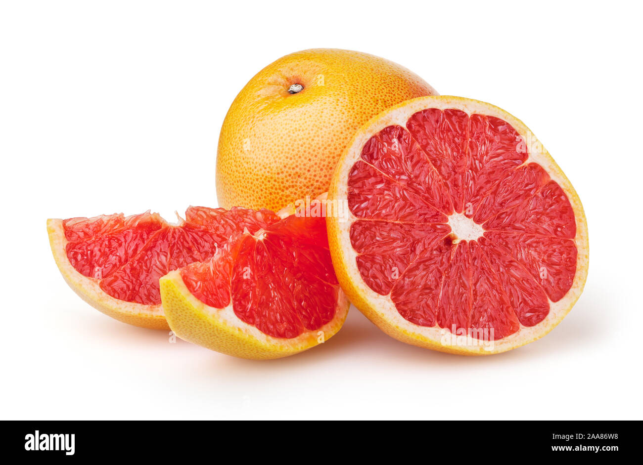 Pompelmi isolato su sfondo bianco con tracciato di ritaglio Foto Stock