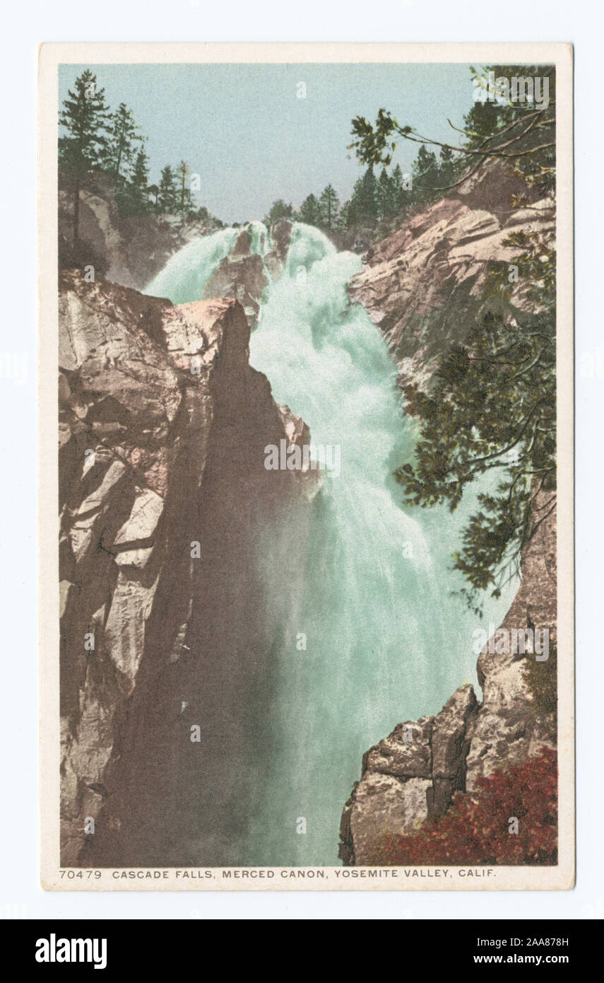 Ha continuato la serie 14000. Serie 70000 rilasciati con ampi spazi vuoti nella numerazione, può dare conto per alcune schede non numerato.; Cascade Falls, Merced Canyon, il Parco Nazionale di Yosemite in California Foto Stock