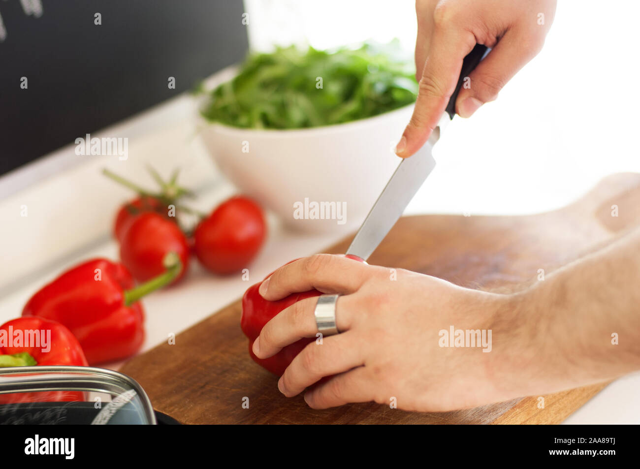 Zubereitung gefüllte paprica Foto Stock