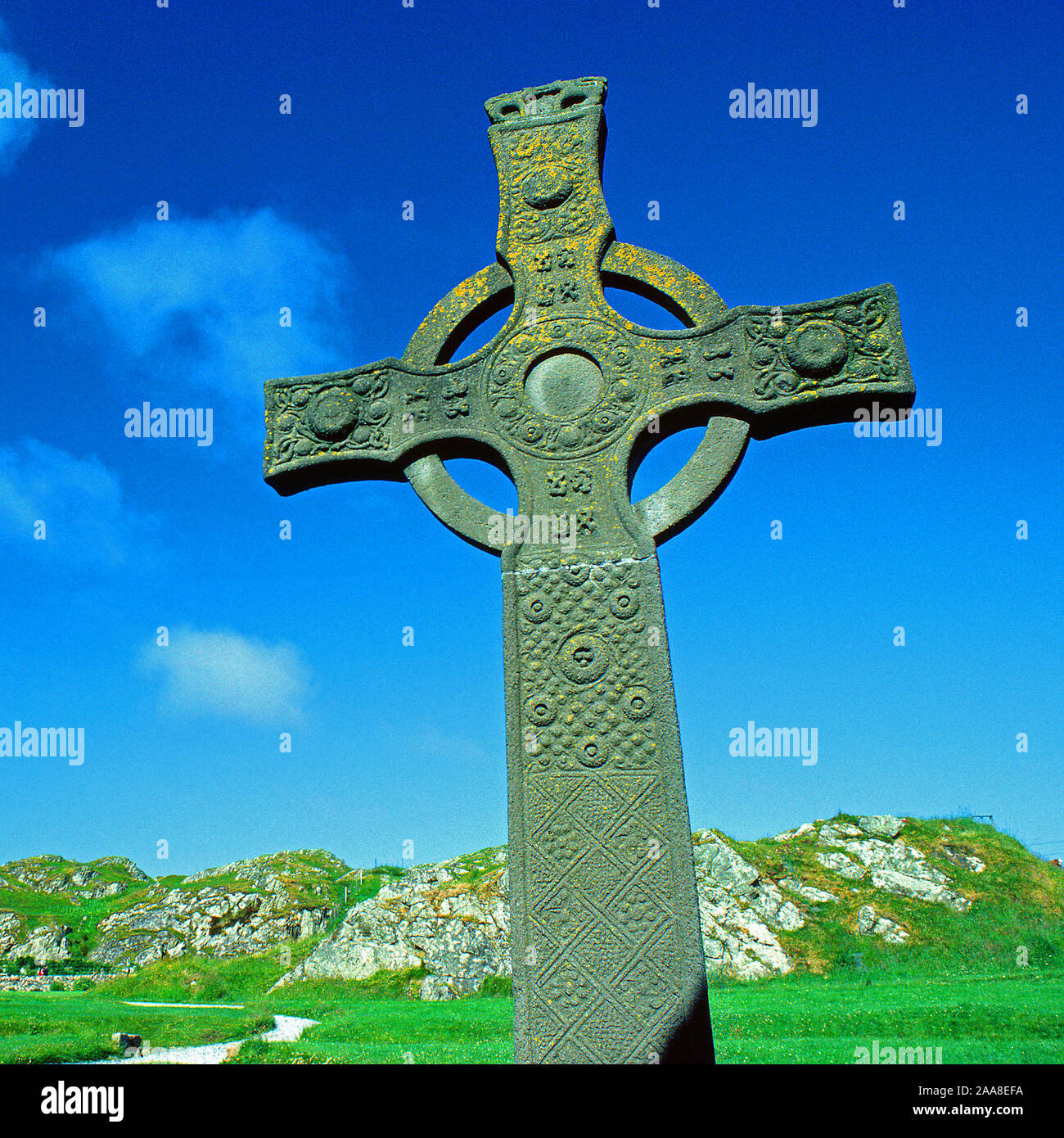 Keltenkreuz auf der Insel Iona in Schottland Foto Stock