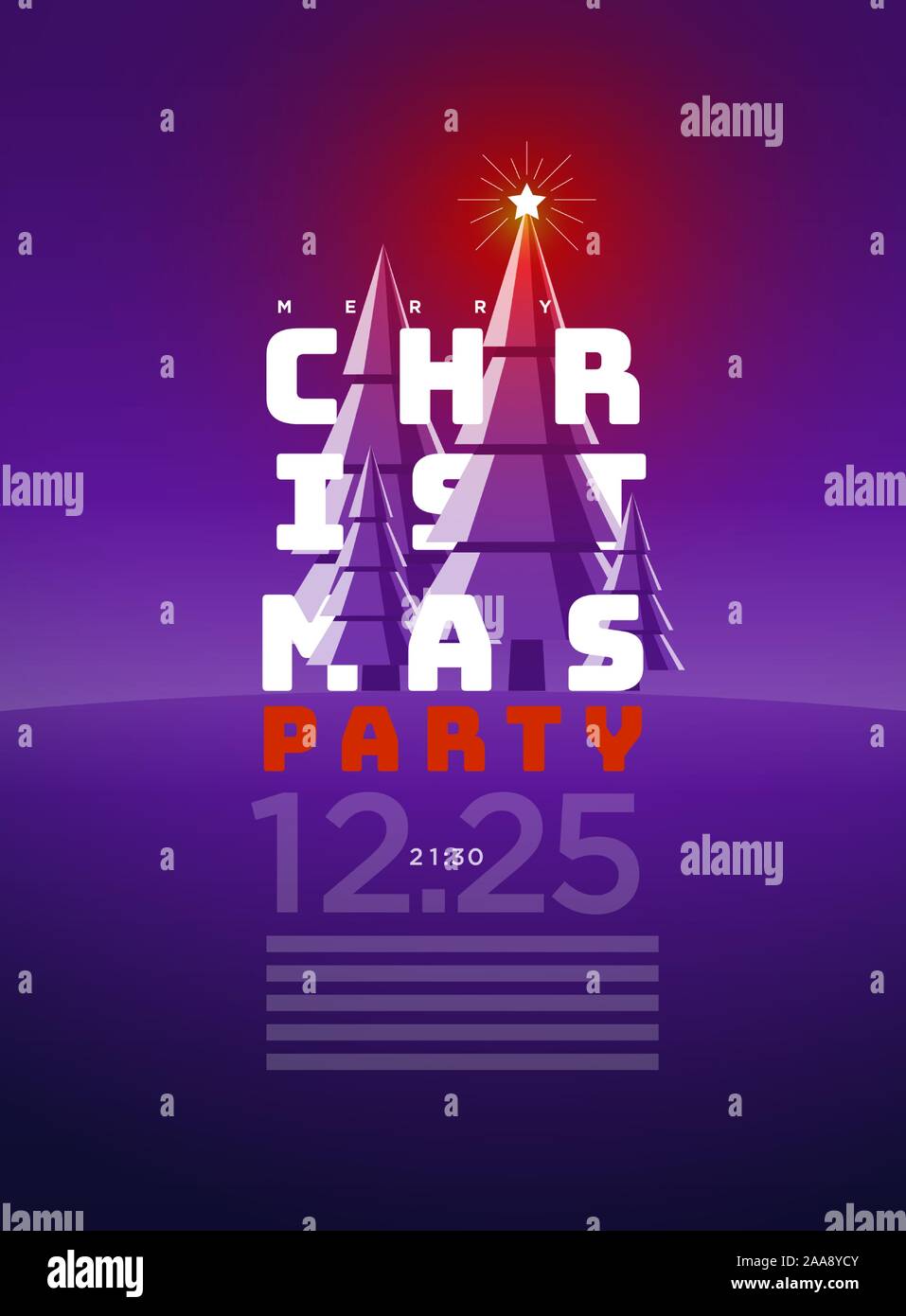 Il vettore della notte di Natale parte poster Design modello. Gli elementi sono situati su livelli separati nel file vettoriale. Illustrazione Vettoriale