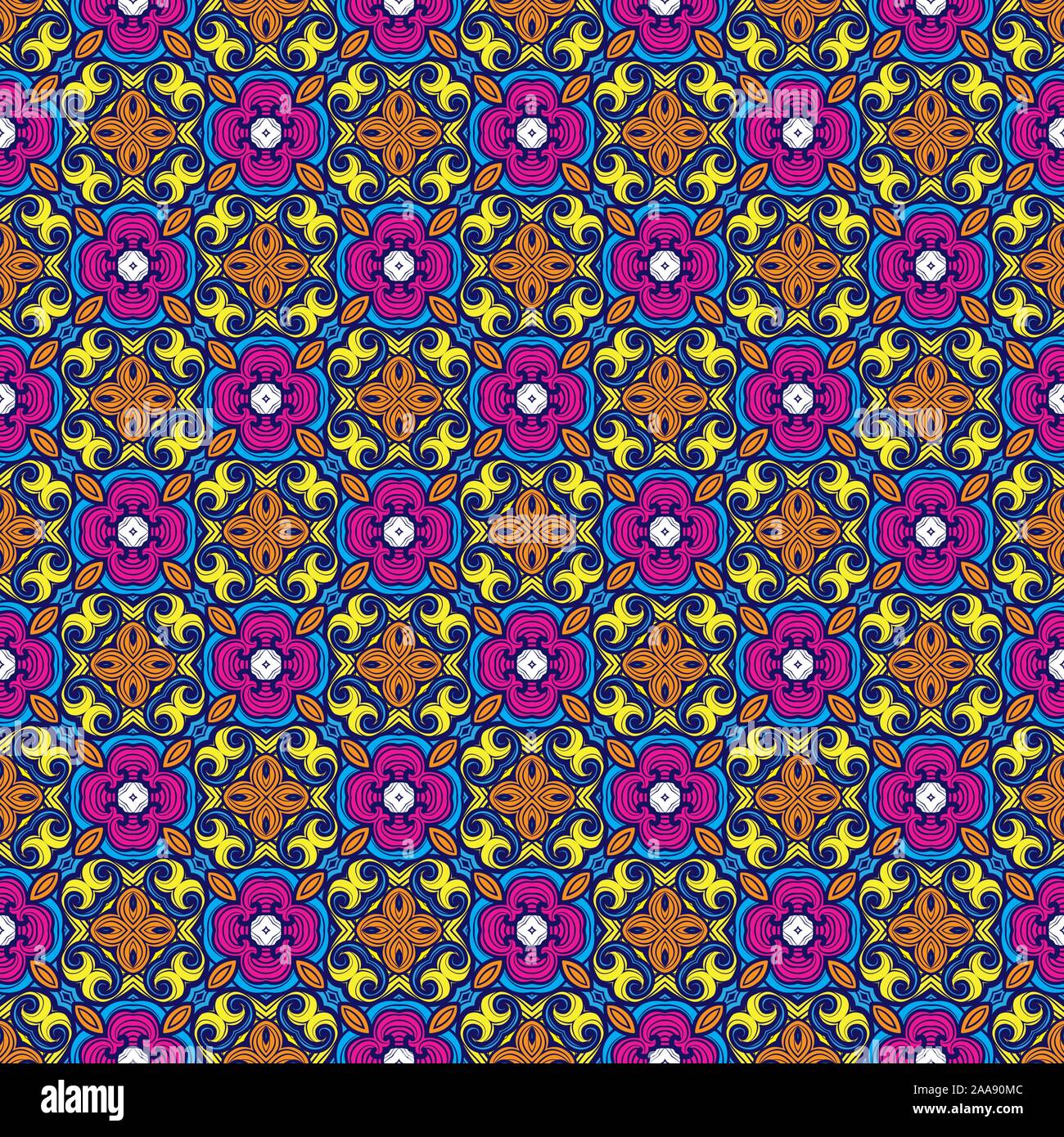 Seamless pattern astratti Arabesque tradizionale geometrica dello sfondo. Arabo, Portogallo, Marocco Damasco floreali per Rug, tegola, tessuto a trama. Foto Stock