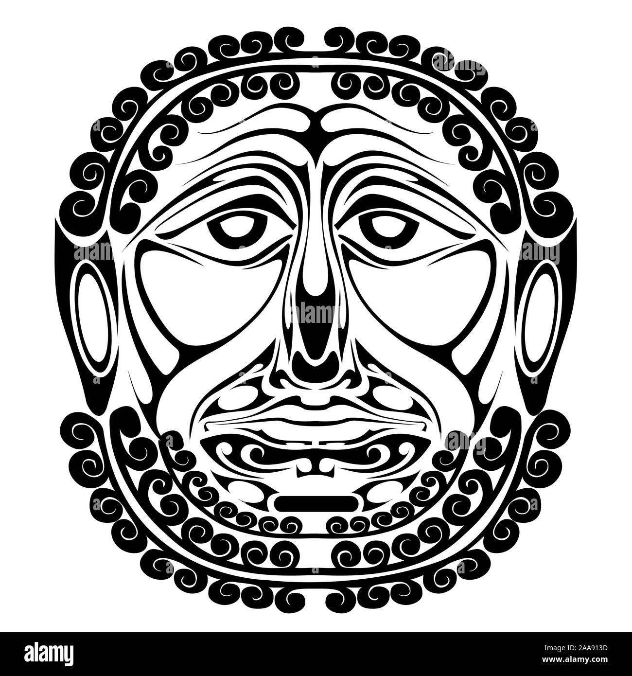 Maschera nera faccia demon spirito silhouette Illustrazione Vettoriale