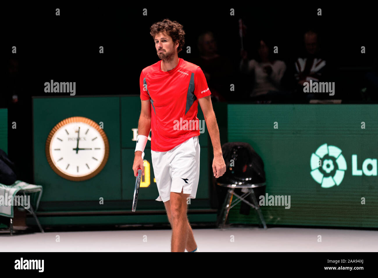 Caja Magica, Madrid, Spagna. Xx Novembre, 2019. Tennis: Coppa Davis finale Madrid 2019 - Daniel Evans (GBR) vs Robin Haase (NLD). Robin Haase (NLD) nell'immagine. Caja Magica, Madrid, Spagna. Credito: EnriquePSans/Alamy Live News Foto Stock