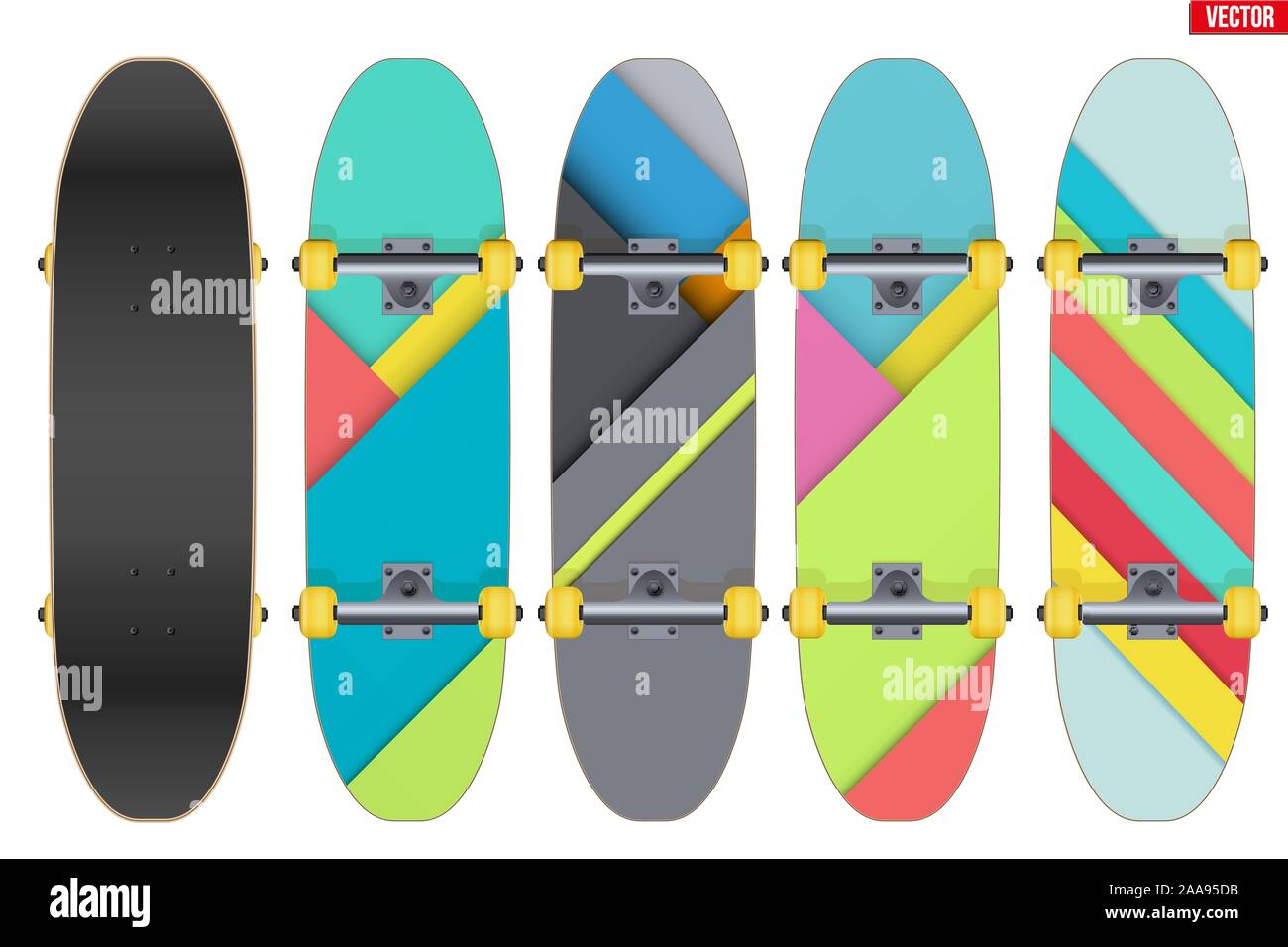 Set di skateboard con disegni Illustrazione Vettoriale