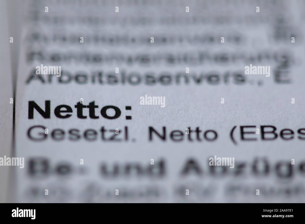 Illustrazione - 14 novembre 2019, Meclemburgo-Pomerania, Schwerin: Illustrazione - La voce Net è quello di essere visto su un libro paga l'esecuzione. Foto: Jens Büttner/dpa-Zentralbild/ZB Foto Stock