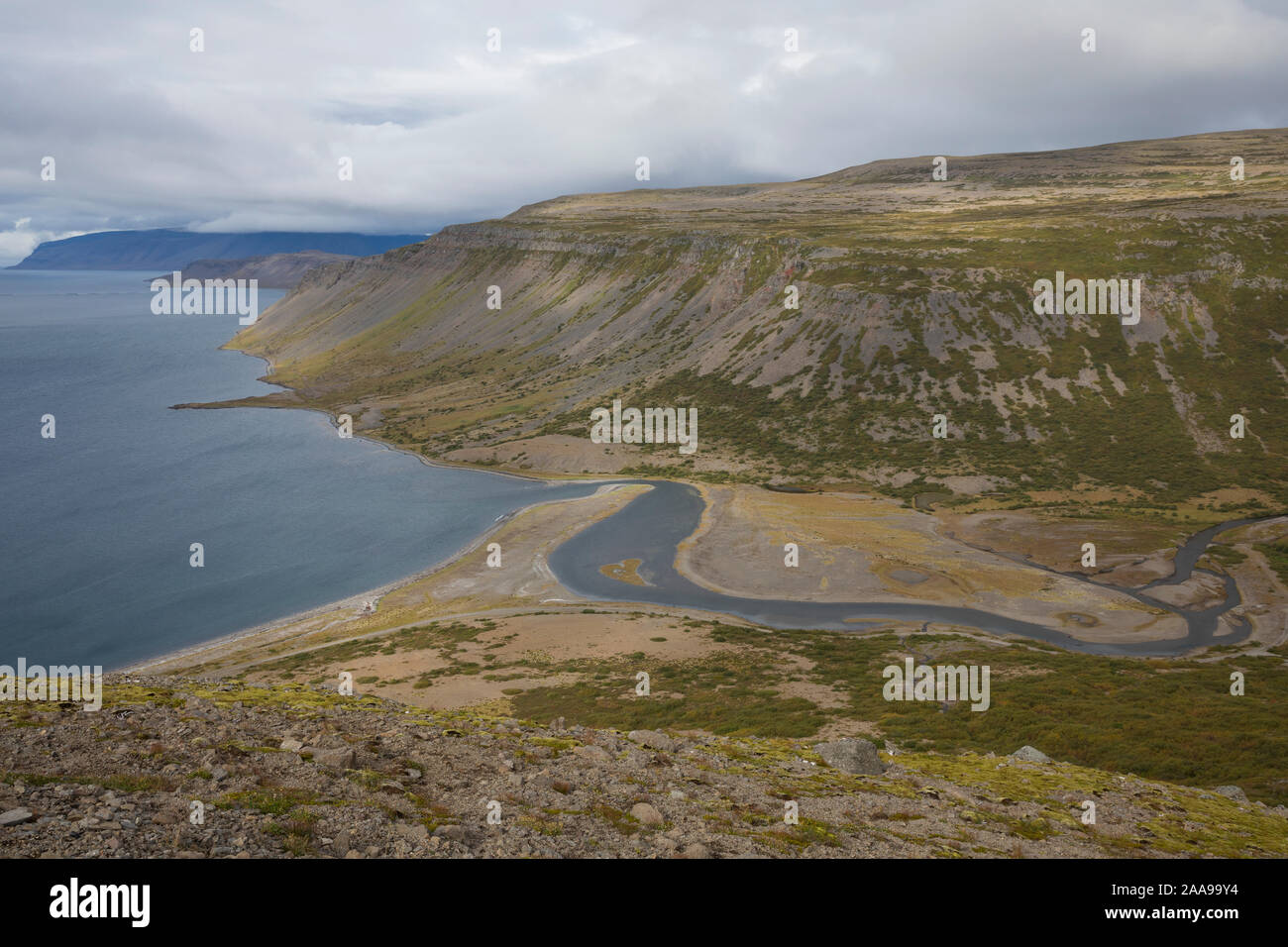 Westfjorde, Vestfirðir, Fiordo, Fjordlandschaft, Fjorde, Westfjords, a ovest di fiordi, fiordi, Isola, Islanda Foto Stock
