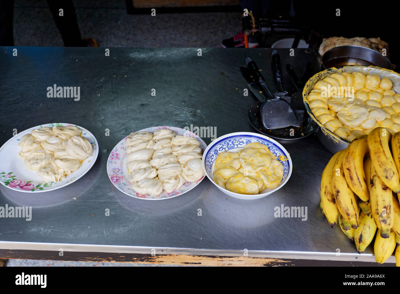 Banana famoso Roti, città di Phuket, Tailandia Foto Stock