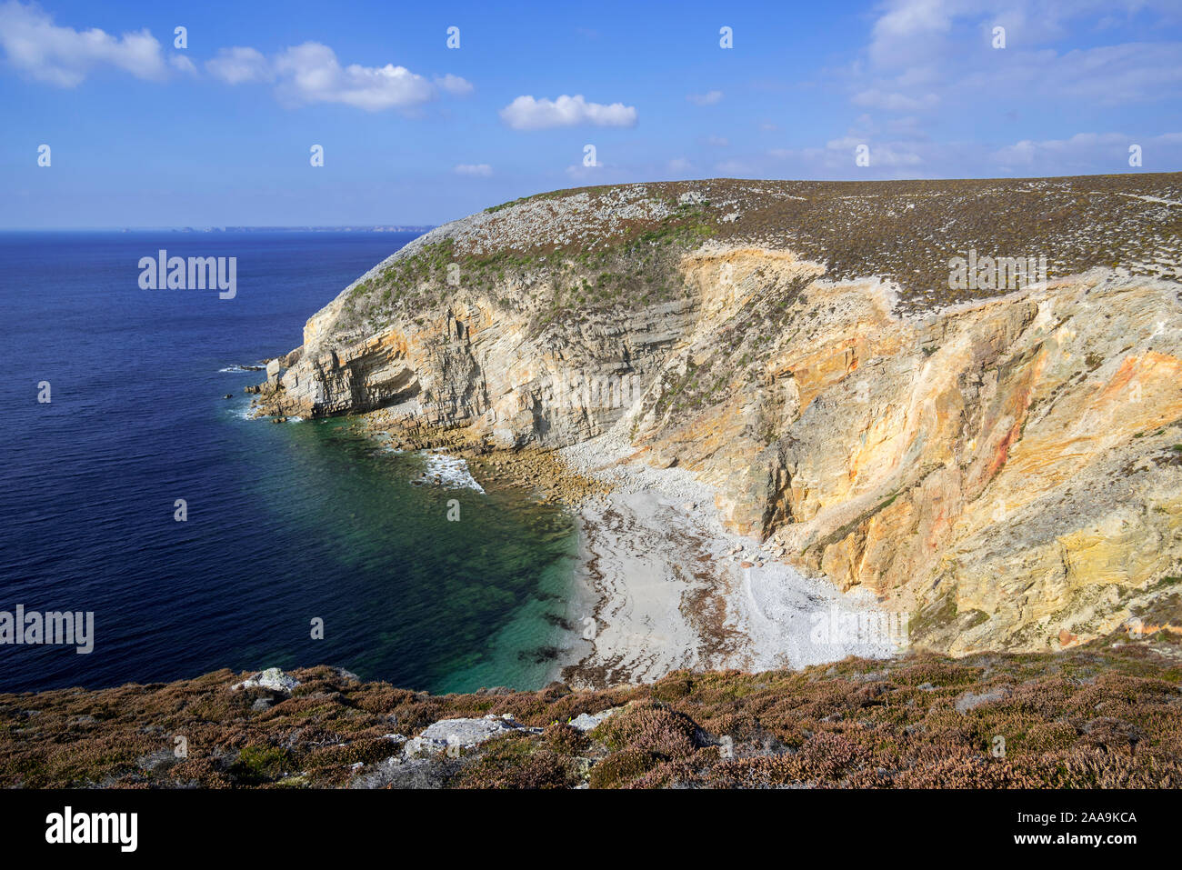 Geomorphosite a Cap de la Chèvre sulla penisola di Crozon, Finistère Bretagna, Francia Foto Stock