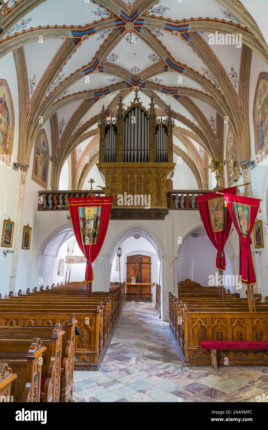 Architettura interni della chiesa di Santa Maria delle Nevi in Solcava, Slovenia, l'Europa. Foto Stock