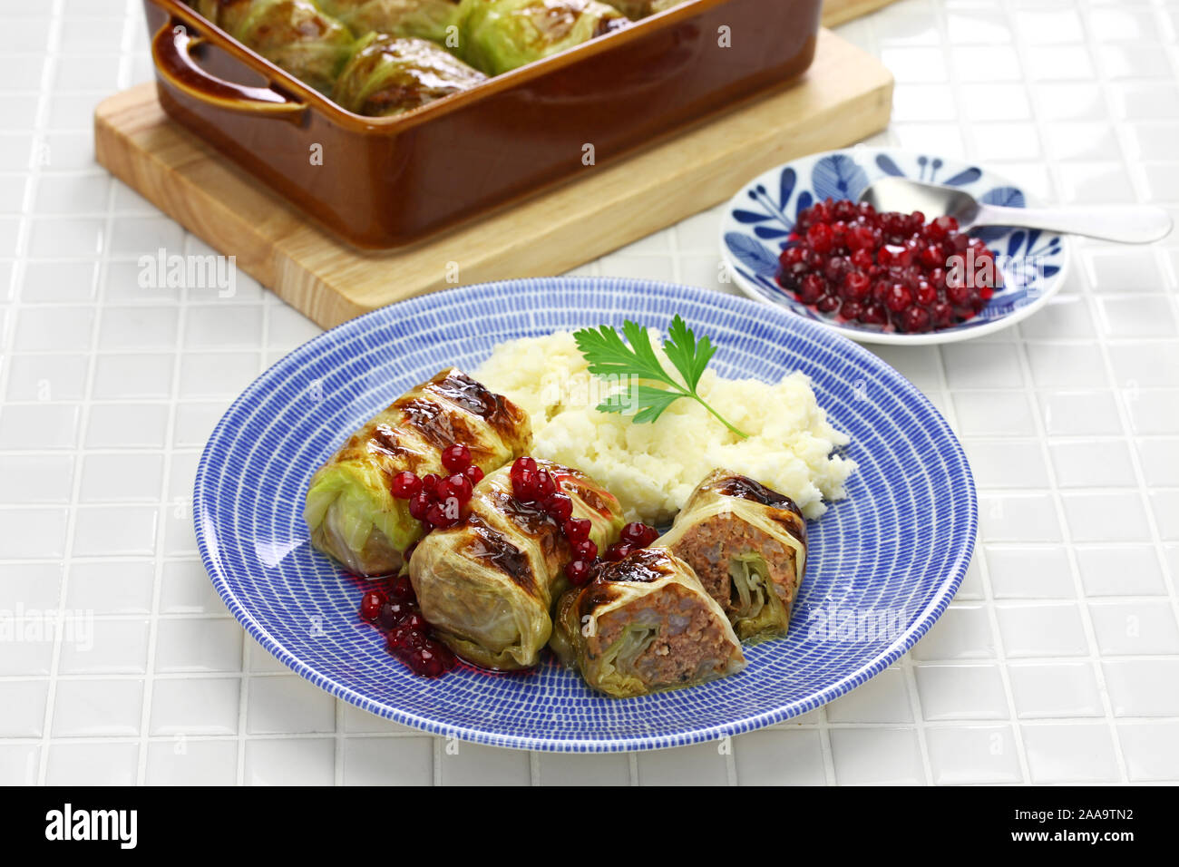 Cotta involtini di cavolo , cucina finlandese Foto Stock