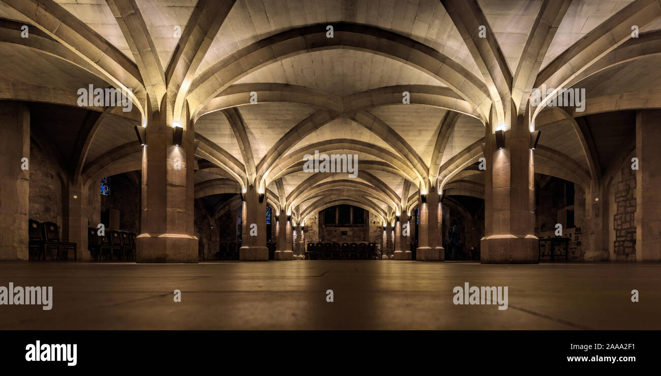 Una delle cripte medievale sotto la Guildhall, City of London, England, Regno Unito Foto Stock