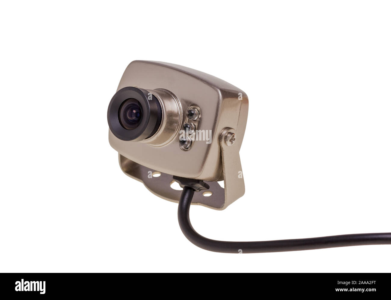 La sicurezza interna della telecamera di videosorveglianza con visione notturna retroilluminazione LED isolato su sfondo bianco Foto Stock