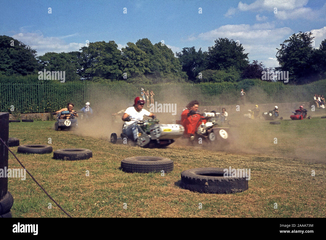 Tosaerba racing nel Regno Unito c.1980 Foto Stock