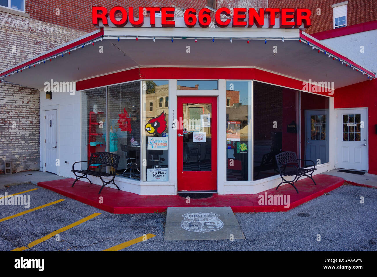 Webb City Route 66 Visitor Center nella città di Webb, Missouri Foto Stock