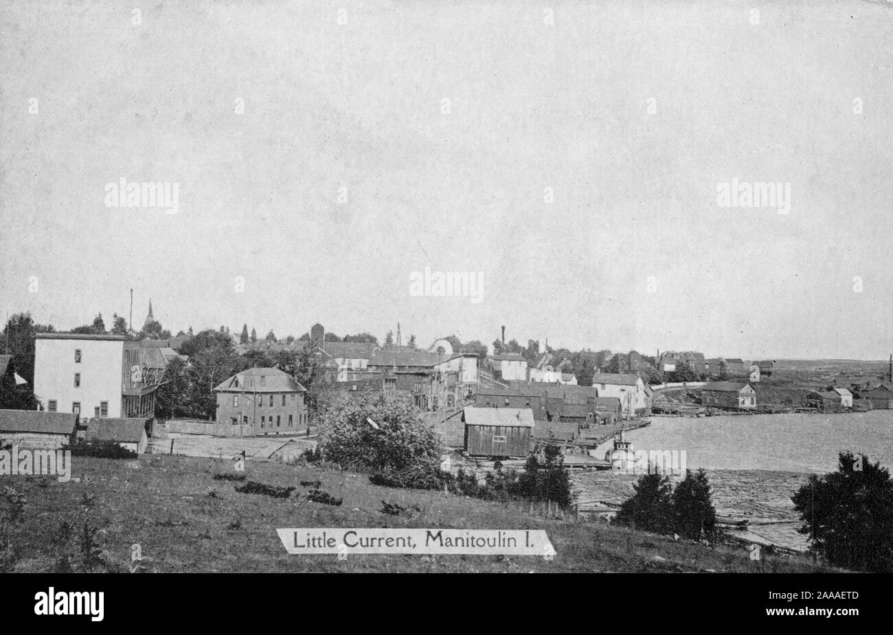 Little Current, Manitoulin Island, Ontario Canada, vecchia cartolina. Foto Stock