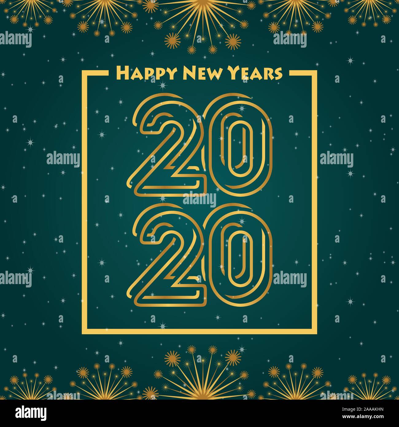 Felice anno nuovo 2020 verde sullo sfondo di gradazione Illustrazione Vettoriale