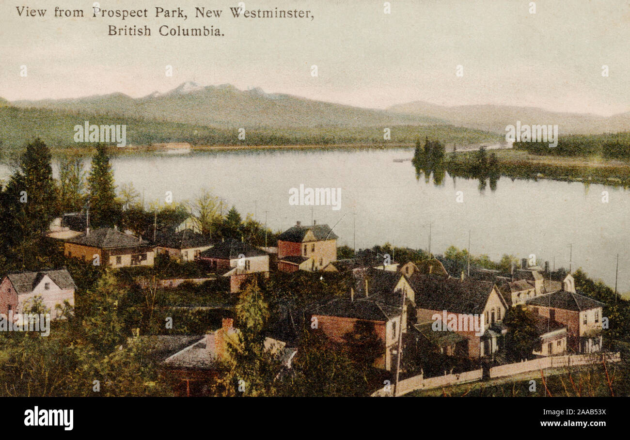 New Westminster BC, da Prospect Park, vecchia cartolina. Foto Stock
