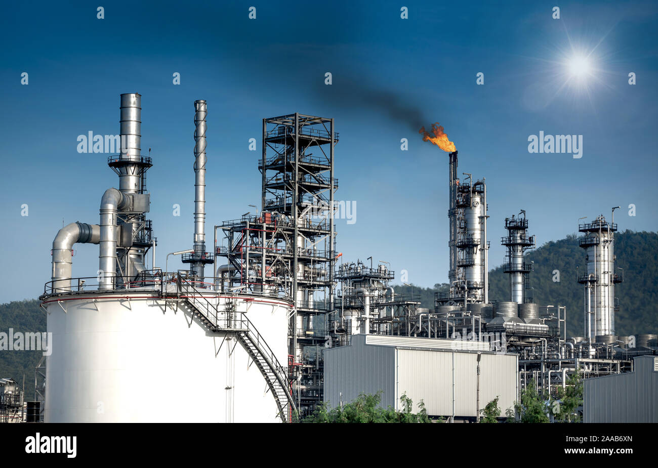 Vista Panorama a impianto di raffineria industrial Foto Stock