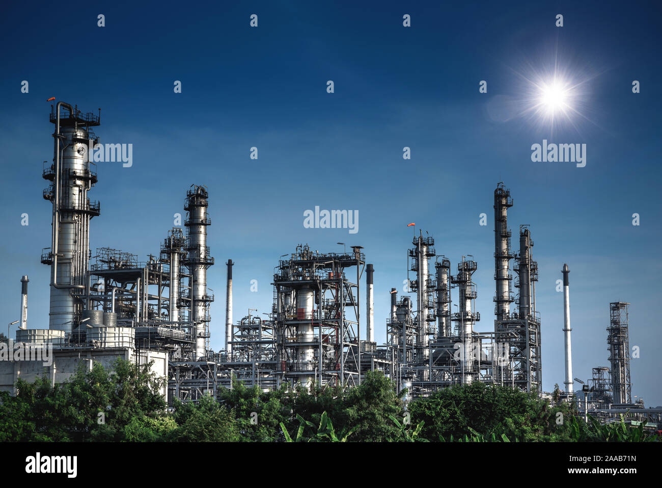 Vista Panorama a impianto di raffineria industrial Foto Stock
