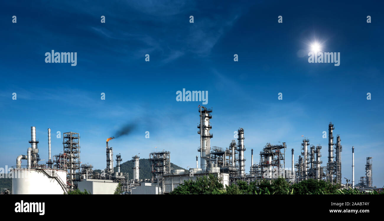 Vista Panorama a impianto di raffineria industrial Foto Stock