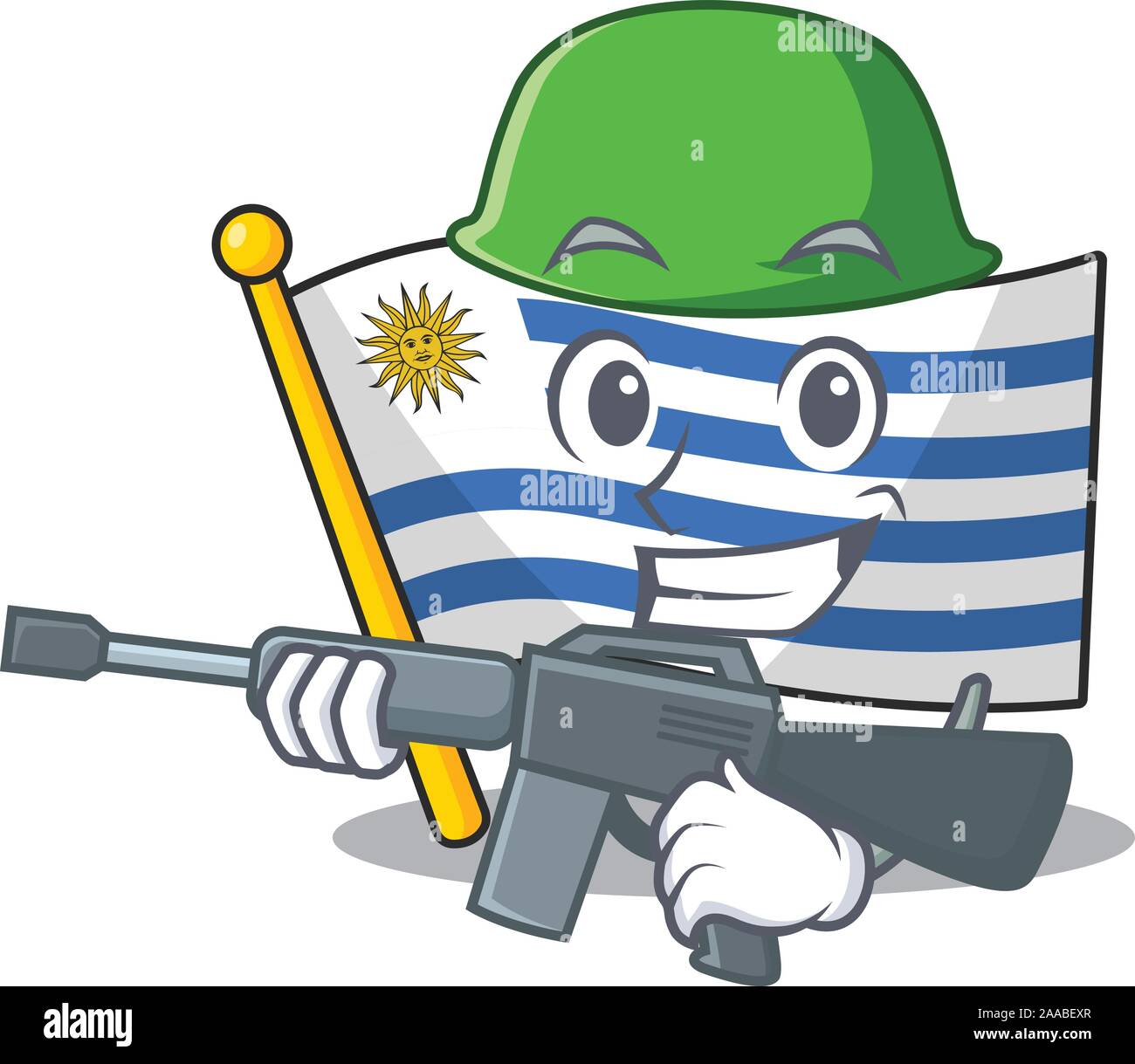 Army cartoon bandiera uruguay con mascotte Illustrazione Vettoriale