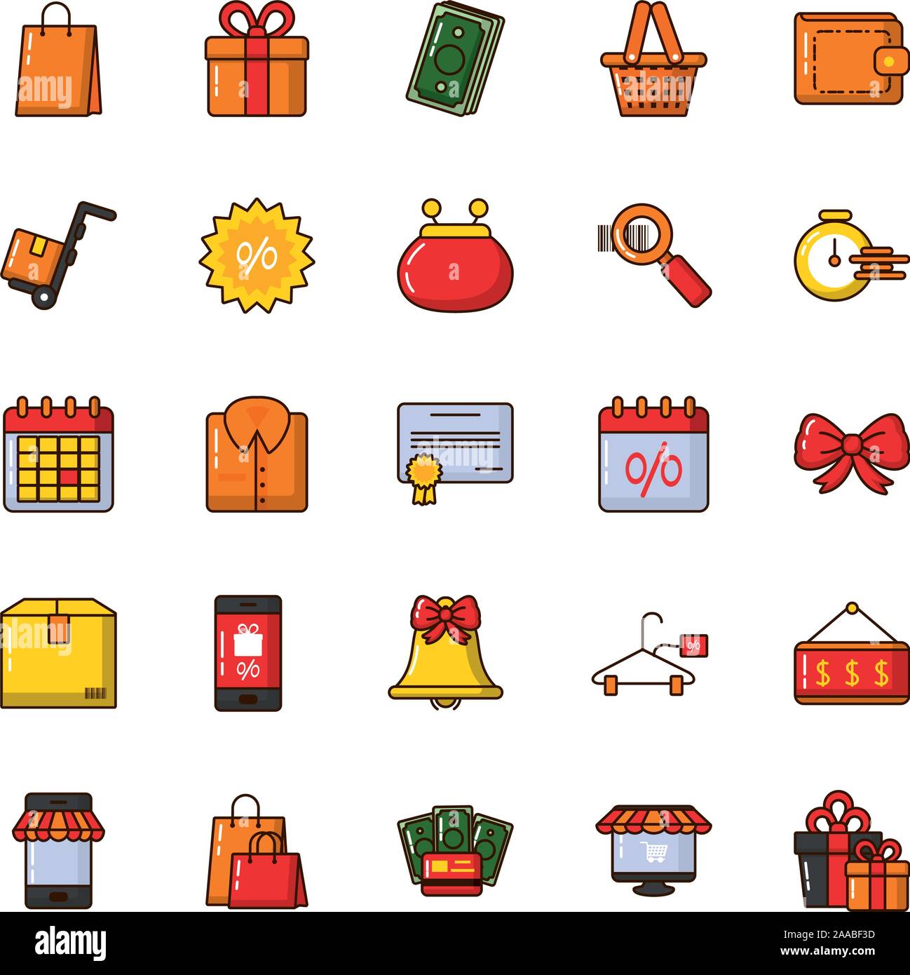 Bundle di set commerciale icone Illustrazione Vettoriale