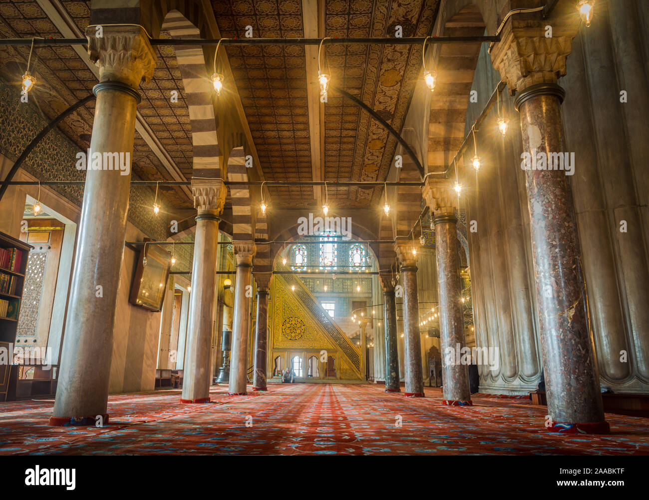 Il design degli interni della moschea di Sultanahmet la Moschea Blu ad Istanbul in Turchia Foto Stock